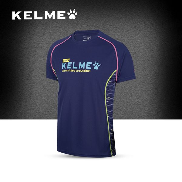 

kelme men running t-shirts spring/summer short sleeve outdoor sports training quick-drying run breathable t-shirt k16c719, Black;blue