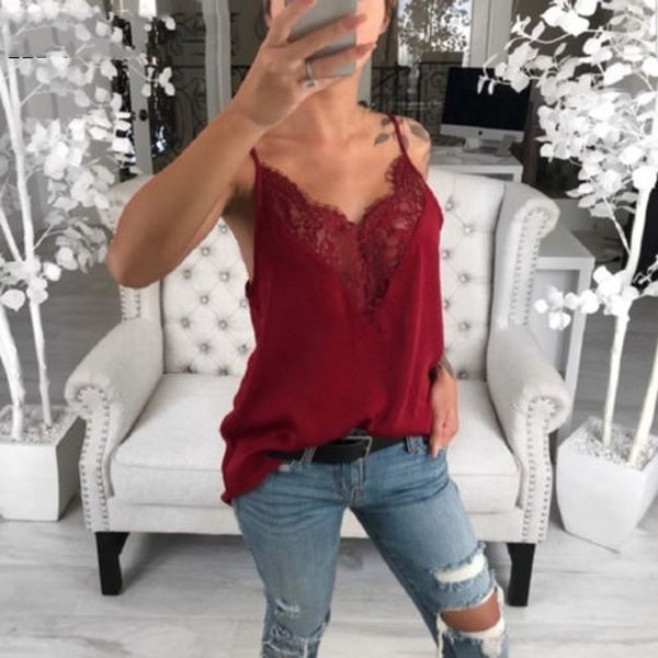 

дамы дизайнер топы женские блузки 2019 лето женщины блуза свободные кружева v шеи женские топы без рукавов топы женщины плюс размер одежды, White