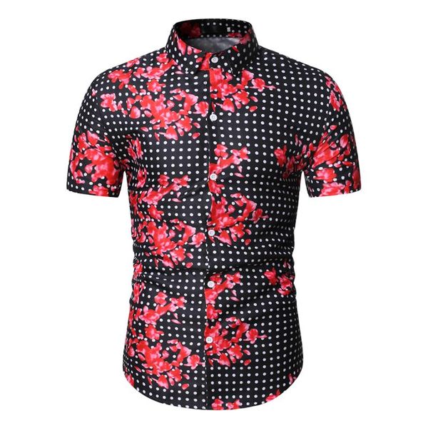

мужская повседневная рубашка цветочные personality печати с коротким рукавом блуза мужской моды диких тонкий tops лето новое прибытие черный, White;black