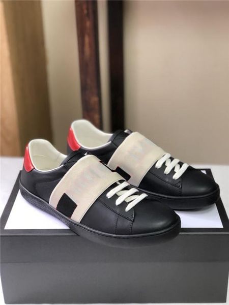 

2019 ace shoes designer shoes casual sneakers luxury embroidery bee flowers tigers fruit dragon mens and women sneakers size5- s03, Black