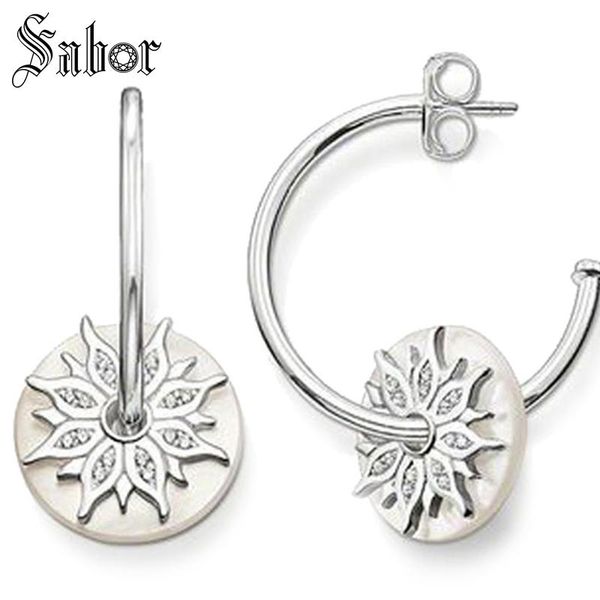 

hoop earrings sun party 925 sterling silver gift for women earring zirconia fashion jewelry, Golden