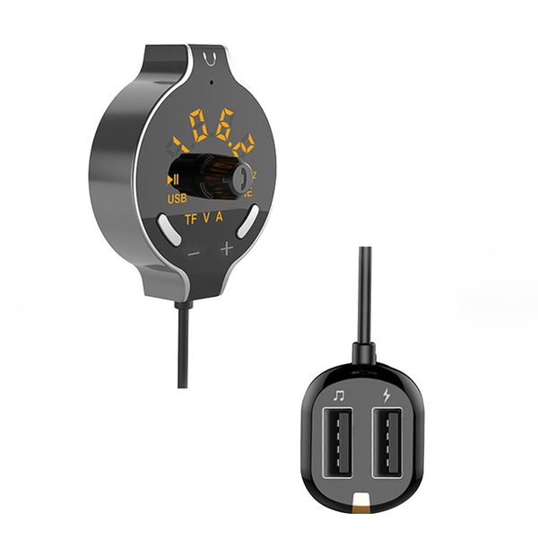 

car bluetooth mp3 player wireless fm transmitter hands-calling battery voltage display support dual aux cable usb handscar dvd