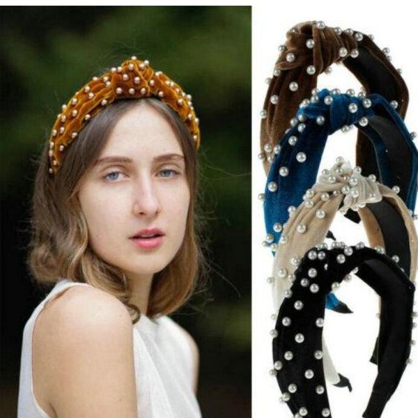 

2020 fabric pearl hair hoop knotted ladies headband daily wear simple hair accessories multicolor optional hair hoop female, Black;brown