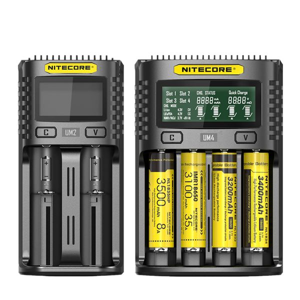

nitecore um4 um2 зарядное устройство интеллектуальный usb четырехслотовый жк-дисплей зарядное устройство для 18650 20700 21700 26650 imr / i