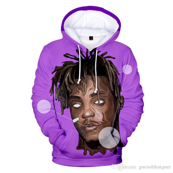 

сок wrld rip толстовки hip pop рэпер 3d printed hombres tops casual свободный пуловер парой одежды, Black