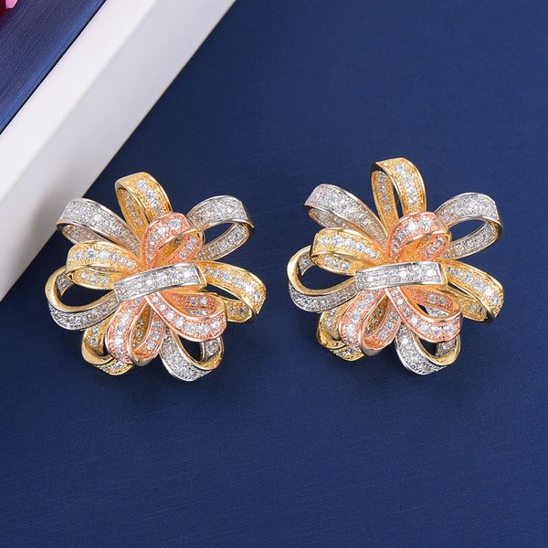 

larrauri trendy bohemian style stud earring handcrafted wedding anniversary jewelry for women show accessories, Golden;silver