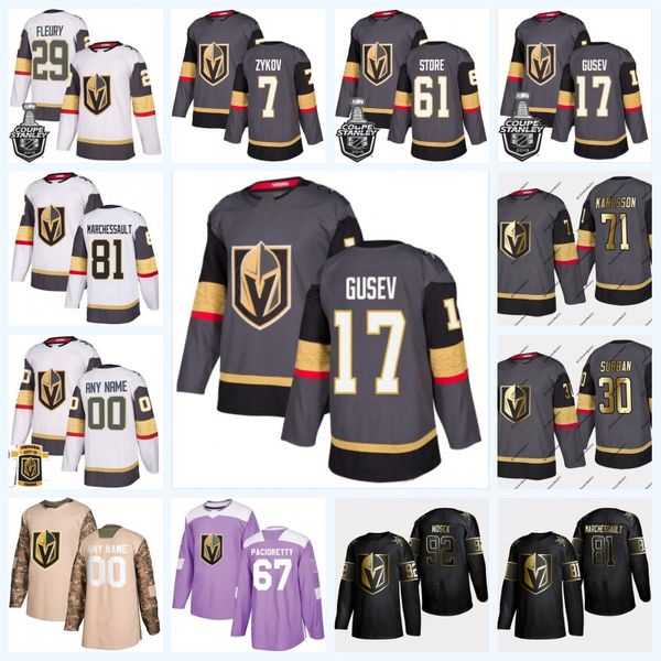 

17 Nikita Gusev Vegas Golden Knights Mark Stone Fleury Reaves Tuch Schmidt Karlsson Valentin Zyko Smith Marchessault Pacioretty Pirri Jersey