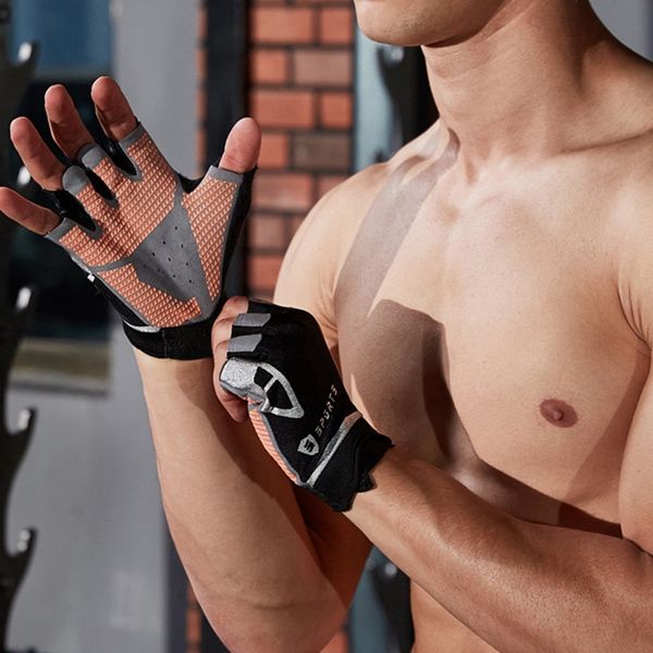 

mtb sport bike half finger cycling gloves summer breathable outdoor bicycle glove silicon pad gel palm bike riding equipment, Black