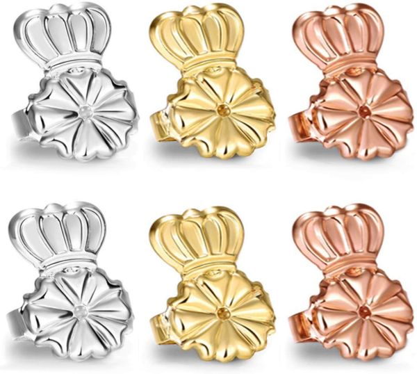 

2020 новые 925 серебра серьги лифтеров 3 паров регулируемых серьги подъемников (2 пары серебра и 1 пар 18k покрыл, White