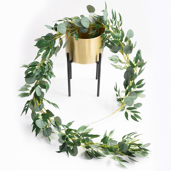 

2 meters artificial fake eucalyptus willow green plant wedding diy decorative flower plant leaf simulation rattan home decoratio