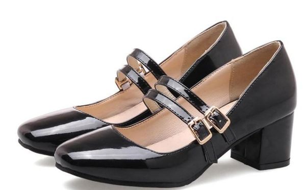 

2019 women's shoes in spring and autumn with new style high heel coarse heel square head @2156, Black