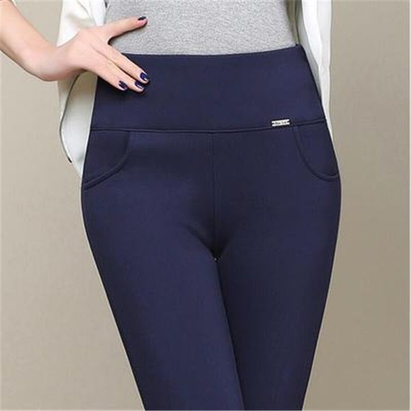 

winter warm leggings women plus big size red blue slim high waist elastic cotton blended lady street casual pencil pants