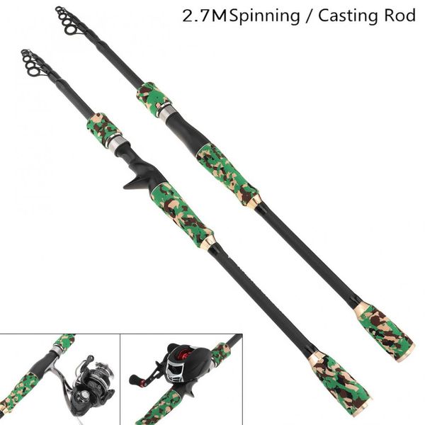 

2.1m 2.4m 2.7m carbon fiber tackle lure fishing rod spinning casting rod 7 section ultra light travel fishing pole