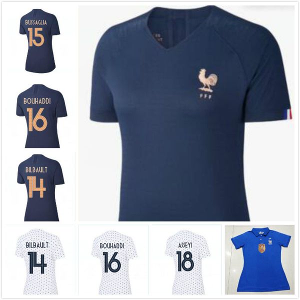 

new 19 20 world cup blue and white france woman soccer jersey female pogba camiseta de futbol dembele mbappe kante football jersey shirts, Black;yellow
