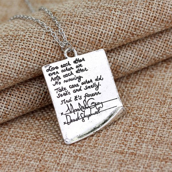 

meredith derek post it greys anatomy friendship necklace inspired pendant vintage silver choker necklace men women gift