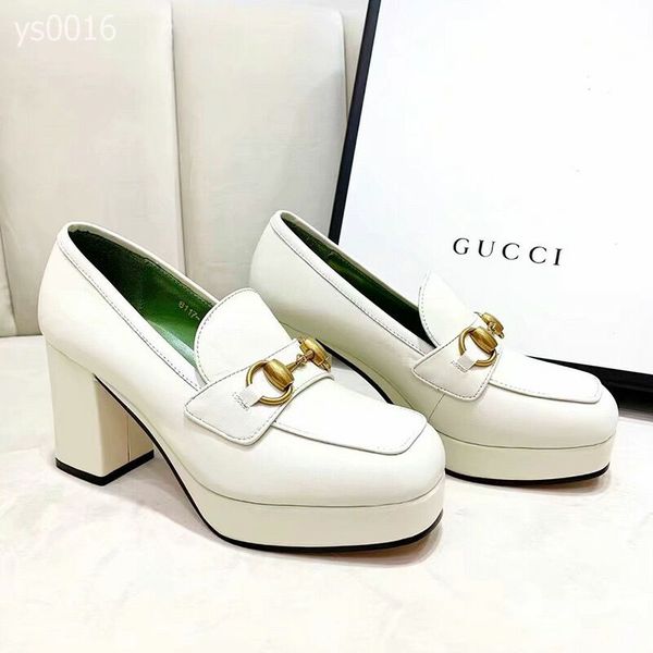 

2019 fashion small leather shoes women's british style small square head with women's metal buckle spring and autumn wild single s, Black