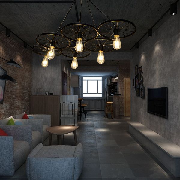 

wheels bike pendant lamps 110V 220V LED Incandescent Lamps E12 E14 E27 Halogen Fit for Living Room Iron Material