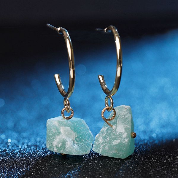 

fashion green aventurine rock druzy stone charms pendant drop earrings for women girl party accessories, Silver