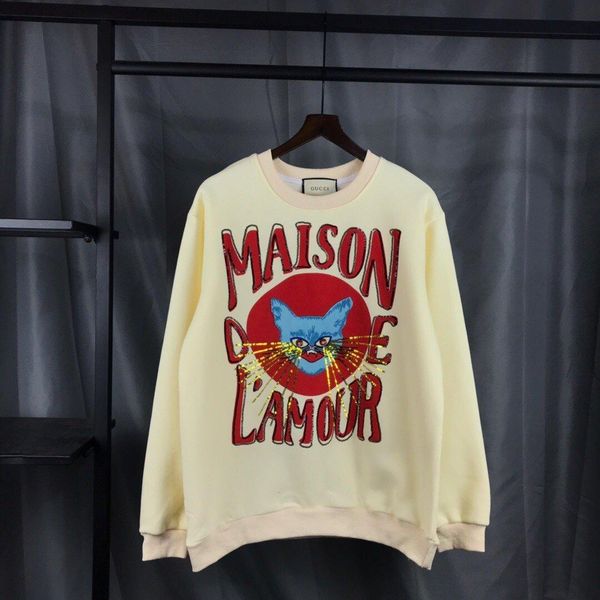 

19ss luxury brands design guqi limired cat hoodie sweater casual jumper sweatshirt sports pullovers fashion jacket outdoor shirt hooded 12.2, Blue;black