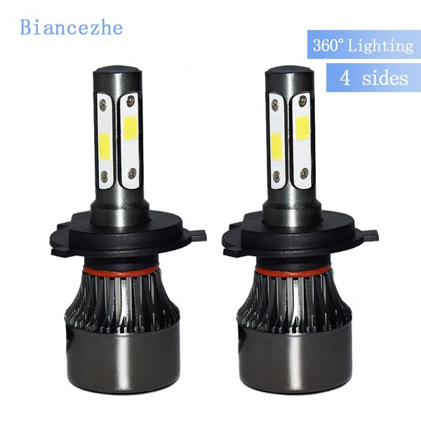 

4 sides h7 led h4 bulb 12v 80w 9600lm car headlight h1 h11 hb4 hb3 9005 9006 6000k automÃ³viles turbo led fog lamp kit
