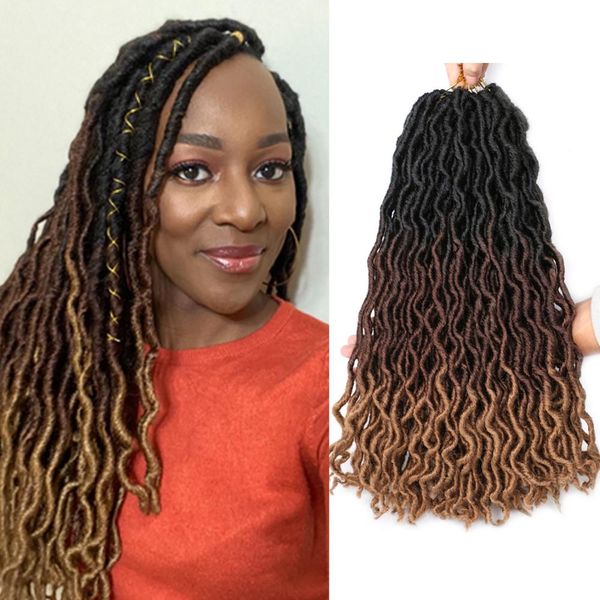 

18 inch gypsy faux locs crochet hair dreadlocks hair extensions ombre goddess locs crochet braiding hair extensions9905227, Black