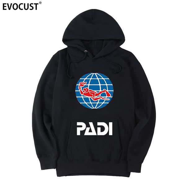 

scuba driver padi men hoodies sweatshirts women combed cotton, Black