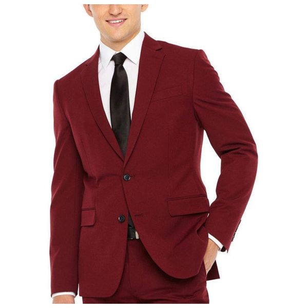 Smoking da sposo bordeaux 2019 Risvolto con intaglio Abito da uomo migliore Abiti da uomo da uomo Blazer firmati da uomo 4 pezzi (giacca + pantaloni + gilet + cravatta)