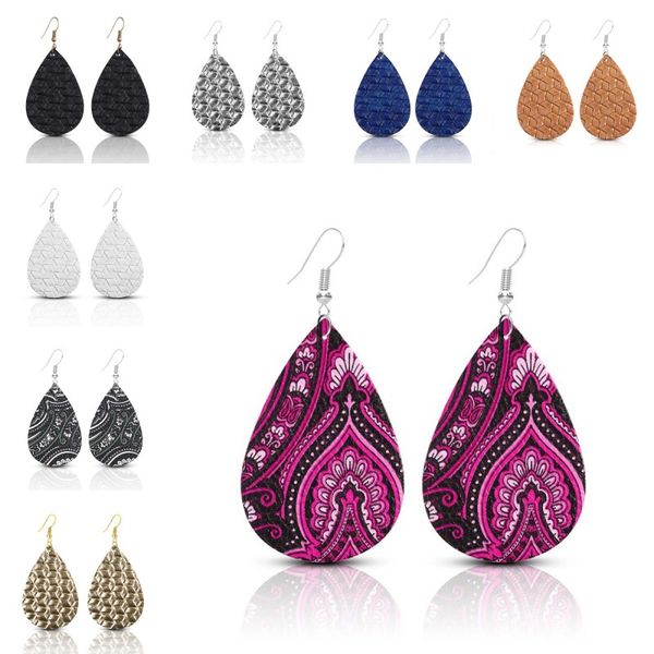 

2019 new arrivals fashion creative water droplets pu leather earring bohemian nation oval earrings for women fashion charm jewelry m554a