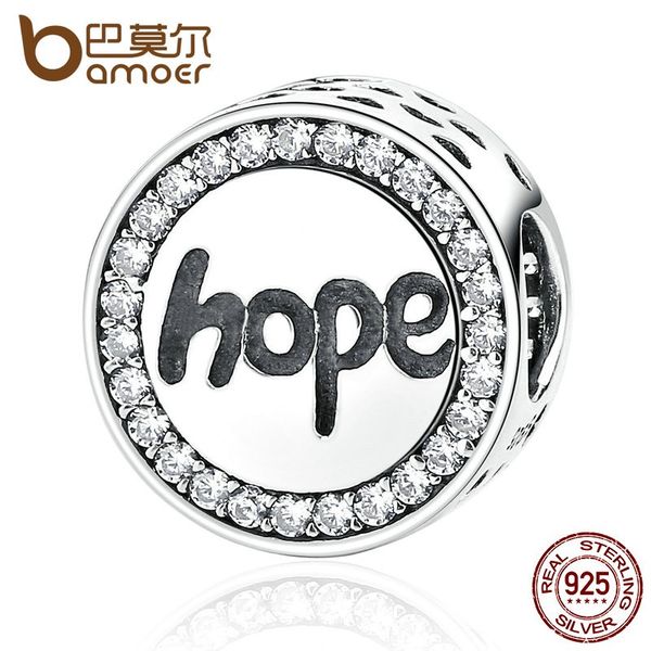 

bamoer настоящее стерлингового серебра 925 "надежда" буква алфавит очарование подвески fit браслеты ожерелья для женщин ювелирные изделия sc, Slivery;golden