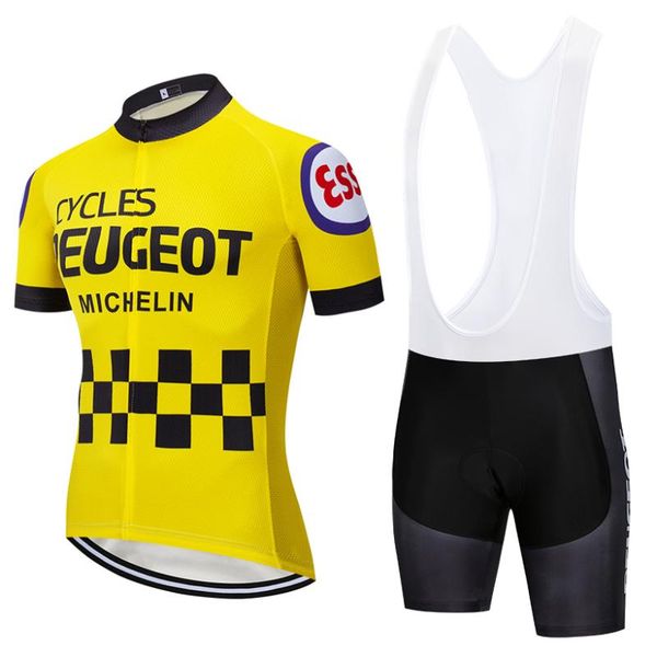 

2020 new yellow peuget pro cycling jersey 20d pad bike shorts sets men ropa ciclismo maillot culotte bicycling bottoms suit, Black;blue