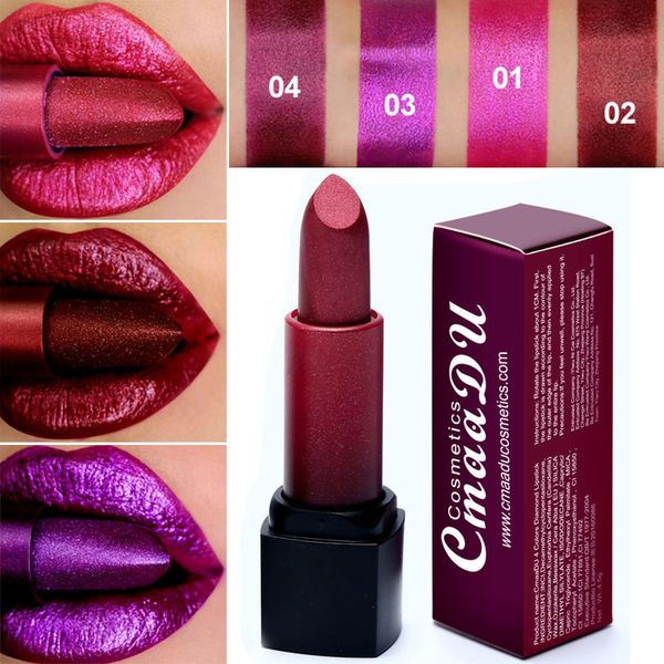 

diamond glitter metallic lipstick waterproof pink wine red shimmer lipstick purple color long lasting lip stick makeup cosmetics