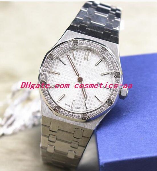 

17 style luxury wristwatch 15400st.oo.1220st.01 кварц 33 мм бриллиант розовое золото браслет из нержавеющей стали дата кварцевый механизм же, Slivery;brown