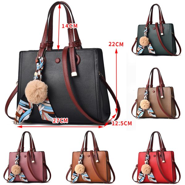 

fashion bag vintage handbag women tote messenger handle shoulder bags decoration casual women crossbody hairball bags fwgft, Red;black