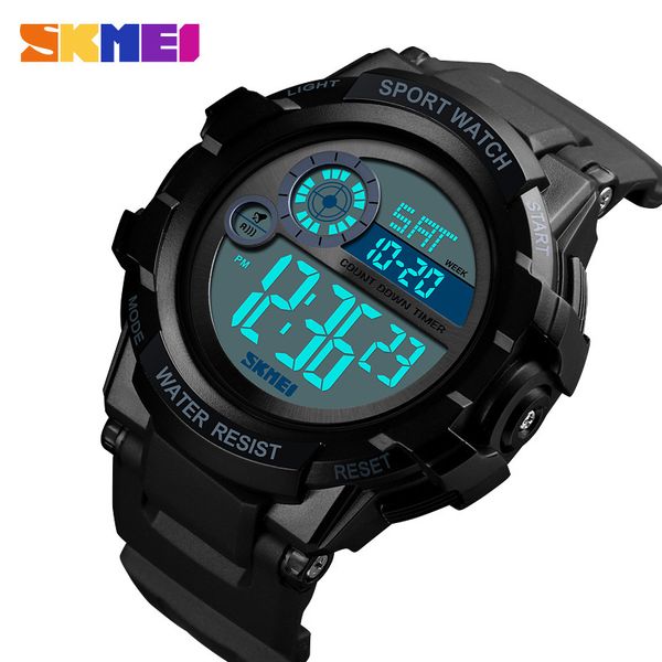

new skmei outdoor sports men watch digital wristwatches men waterproof weekdisplay alarm clock digital watches reloj hombre 1387, Slivery;brown