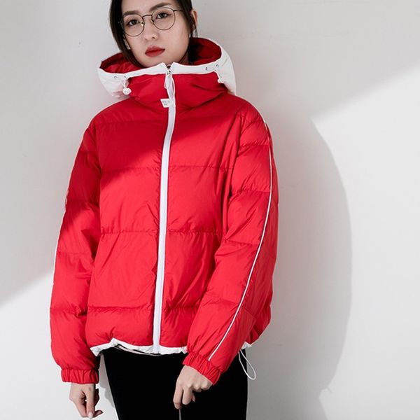 

fashion plus size parka loose hooded winter jacket coat women casual red warm 90% white duck down jacket chaqueta mujer ls262, Black