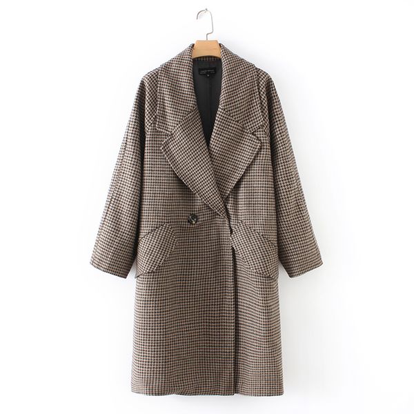 

2018 new coat woolen blend long coat women british fashion long hair fur, Black