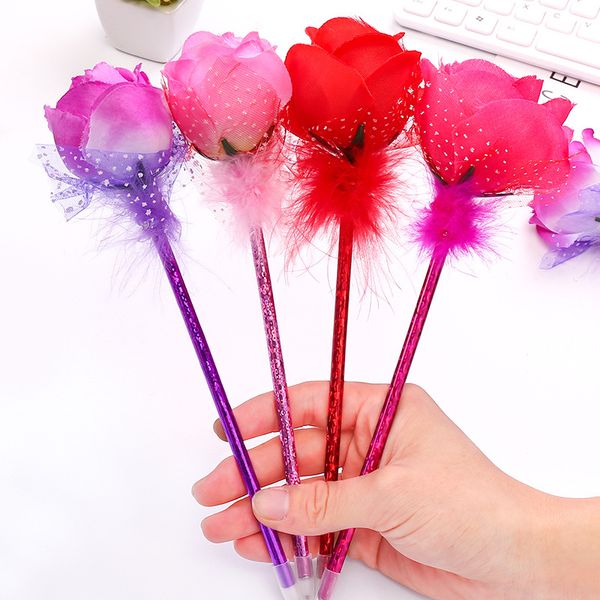 Plush Ballpoint Pen Simulation Rose Personality Pen Company Gift Student Prises Creative Stationery Factory Outlet