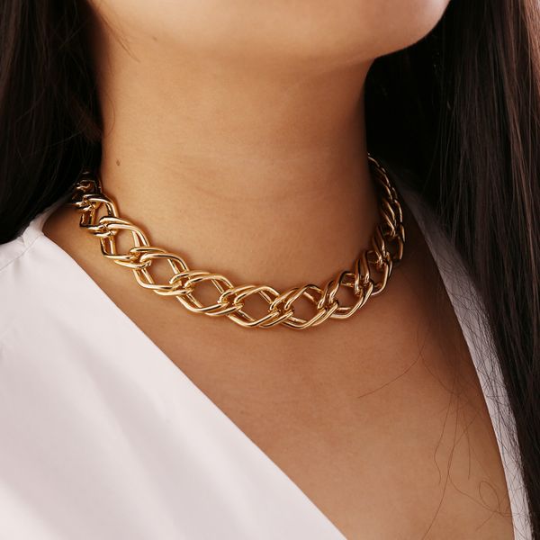 

s1191 fashion jewelry geometry metel chain choker short necklace bracelet, Silver