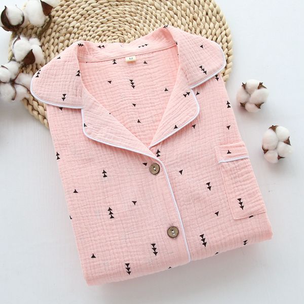 

new 2019 spring 100% crape cotton sleepwear women pajama sets long sleeve fresh casual cozy homewear women pyjamas, Blue;gray