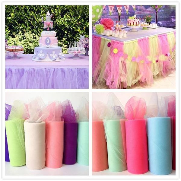 Rotolo di tulle 25 metri 15 cm Baby Shower TUTU Baby Show Decorazione di cerimonia nuziale Organza Gonna Tutu fai da te Artigianato Forniture per feste di compleanno