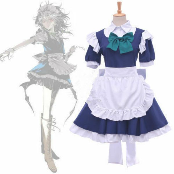 

touhou project koumakan maid dress izayoi sakuya косплей костюм платье, Black;red