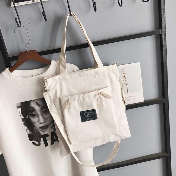 

white canvas bags 2020 woman book totes large capacity handbag for teenager girl torebki biale bolsa mujer