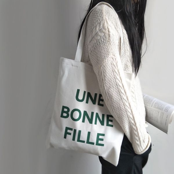 

2019 new fashion women handbags letter fashion canvas casual tote wild simple student shoulder bags casual girls shopping bags