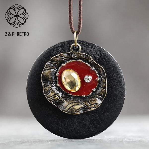 

vintage personalized necklaces for women wooden pendants statement necklace sweater rope chain fashion jewelry present wholesale, Silver