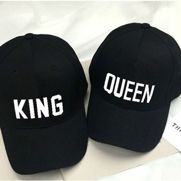 

new king queen caps new fashion hip hop baseball caps canvas letter print hat lovers snapback sun hat for men women hats, Blue;gray