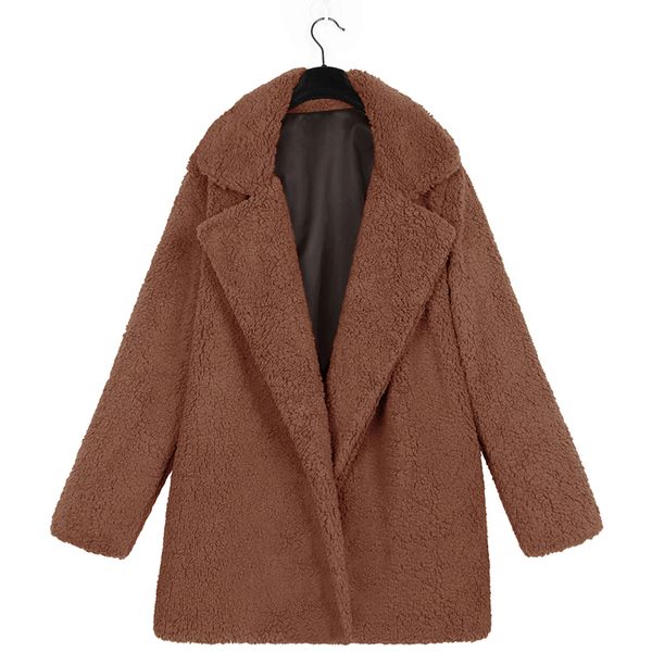 

sfit women's coat casual lapel fleece fuzzy faux shearling zipper warm oversized outwear jackets fur fluffy women jacket winter, Black;red