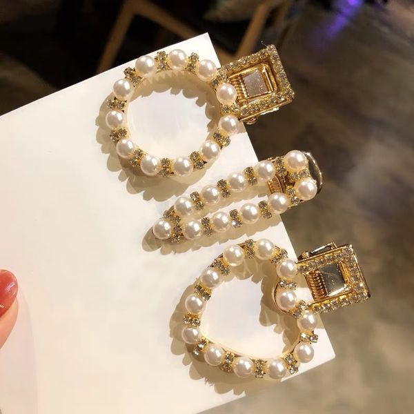 

2019 новое сердце жемчужина круглый геометрическая заколка стразы женская мода свадьба элегантность квадратные заколки, Black;brown