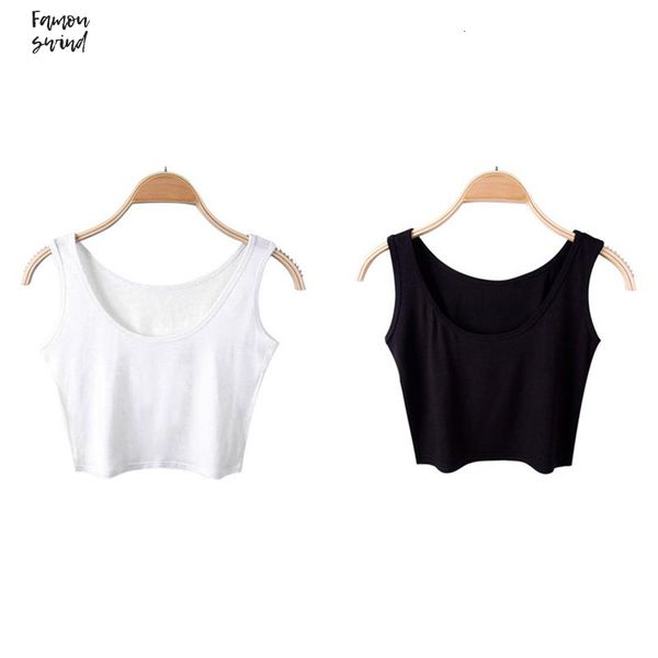 

miss women summer  slim sleeveness crop soft breathable casual short vest solid vest mujer femme, White