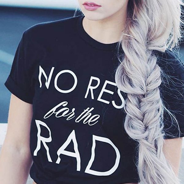 

2019 summer cotton t-shirts no rest for the rad letter printed t shirts tees women's harajuku tshirts fashion casual tee, White