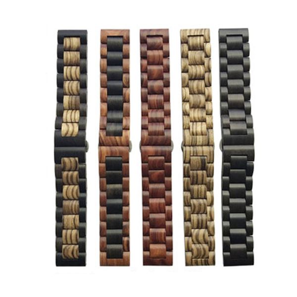 

solid wood material watchband strap 22mm 20mm for samsung galaxy active gear sport s3 s4 frontier band amazfit bip pebble 42 46, Black;brown